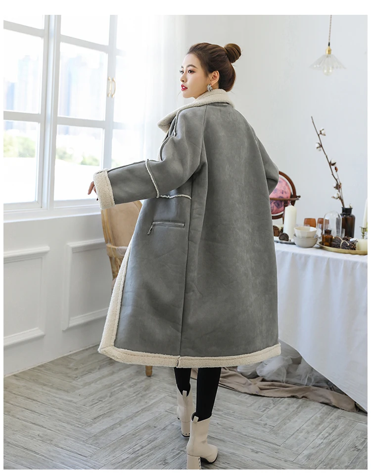 Корея 2020 зимнее женское пальто из искусственной овчины замшевое плотное