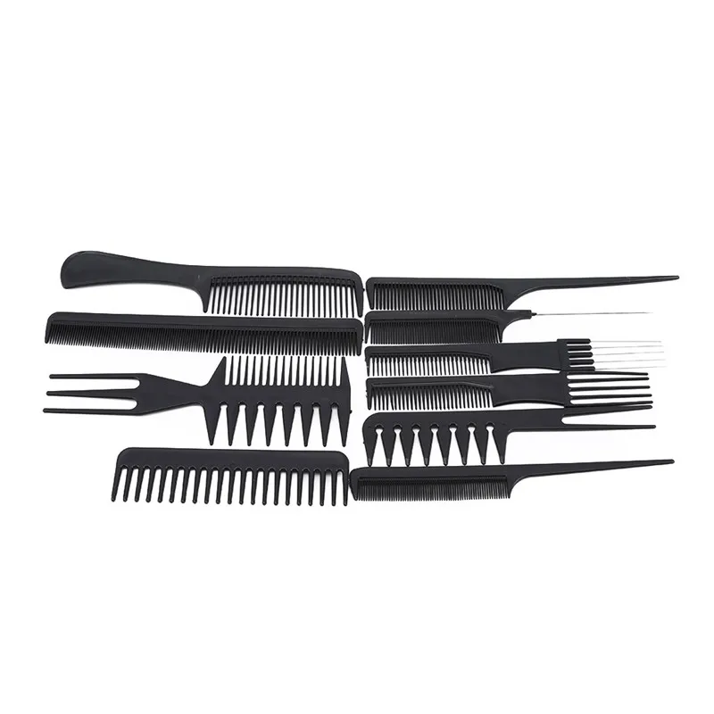 

Black Professional Combs Hairdressing New Tail Comb Two Carbon Anti Static Hair Cutting Comb Set