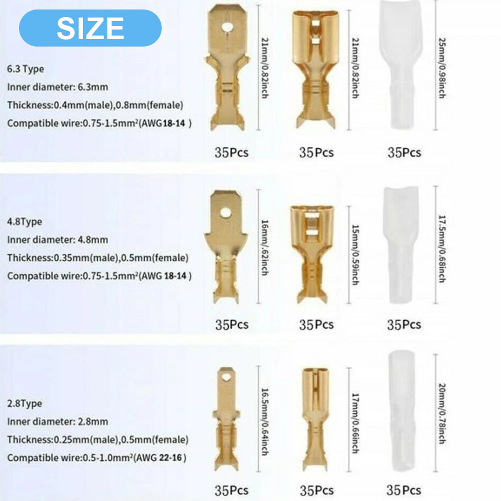 

315PCS Electrical Wire Connector Crimp Terminal Block Male Female Wire Spade 2.8 4.8 6.3mm Terminal Connector Assortment Kit