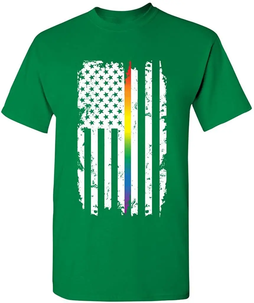 

Men's Pride American Flag Stripe Tee Shirt New 2020 Summer Mens Cool Adult All Cotton Short Sleeve T-Shirt