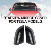 new car styling exterior carbon fiber look car rear view mirror cover decoration trim for tesla model 3 2017 2018 2019