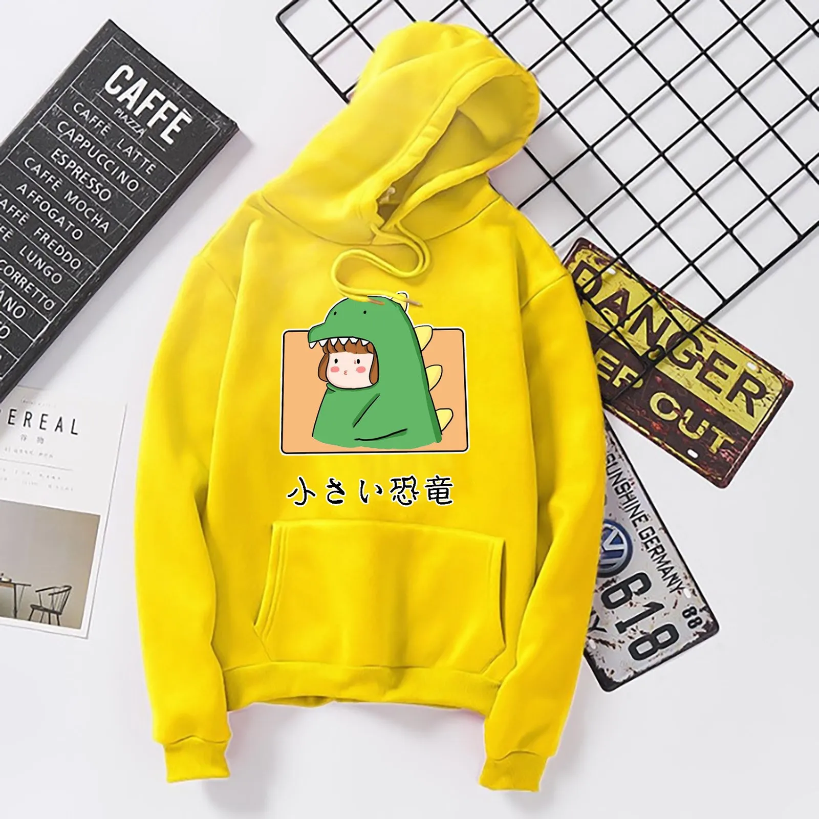 Dinosaur Oversized Cartoon Hoodie Women Fashion Women Sweatshirt Casual Print Korean Style Clothes For Sweatshirt Tops 2021