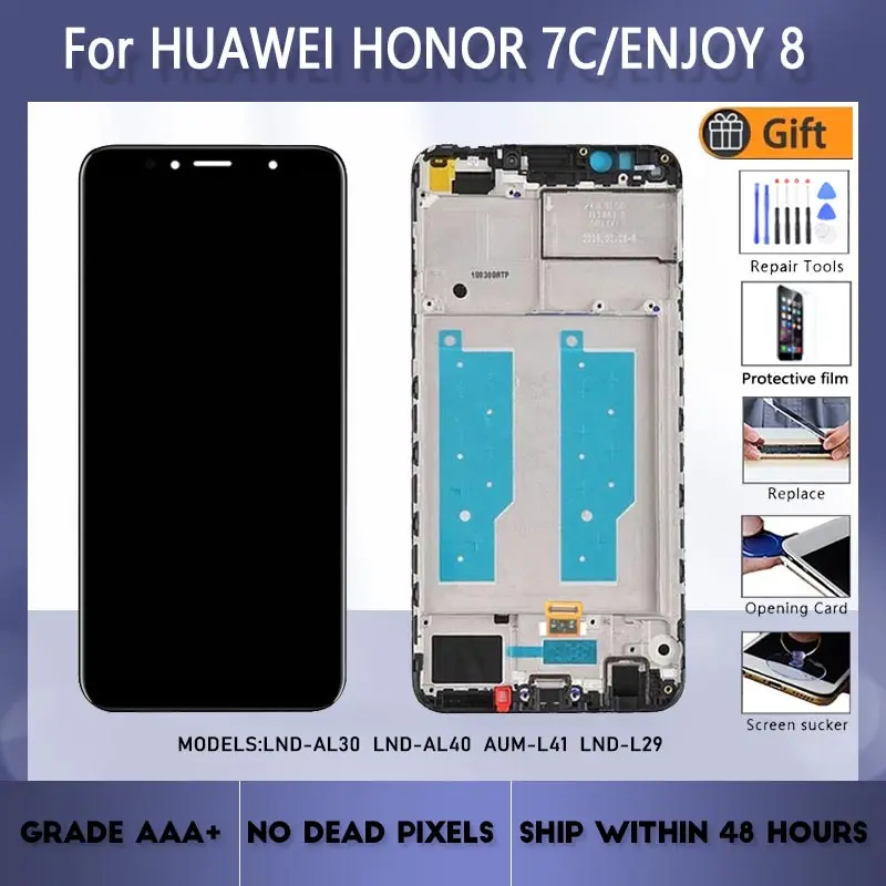 

For Huawei Honor 7C Enjoy 8 LND-AL30 AL40 L29 AUM-L41 LCD screen assembly with front case touch glass,With repair parts Display