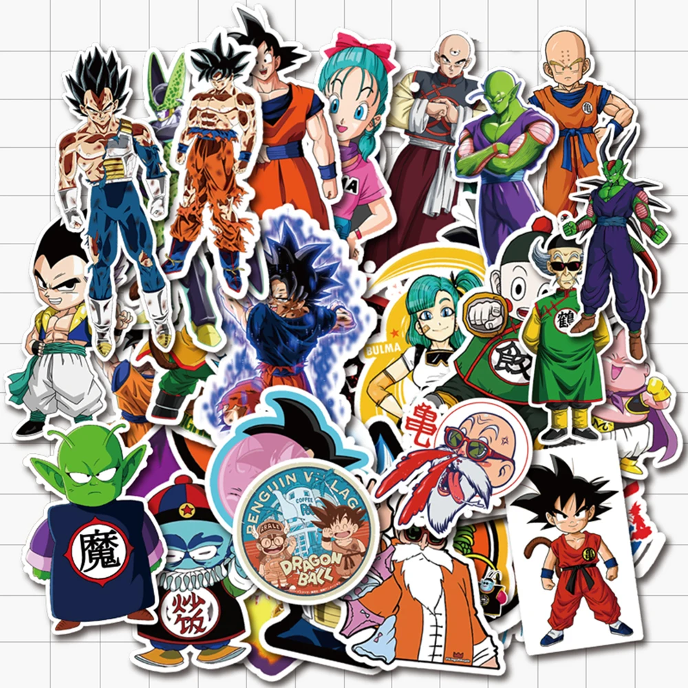 VANMAXX 50 PCS Dragon Ball Japanese Anime Stickers Waterproof Vinyl Decal for Laptop Helmet Bicycle Luggage Guitar Car Stickers