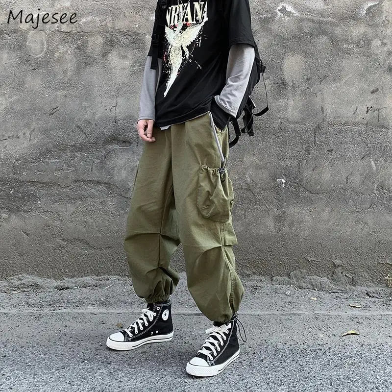 

Брюки-карго мужские, однотонные, большого размера, с несколькими карманами