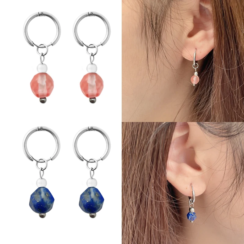 

Индивидуальные Подвесные серьги из натурального камня для женщин, апатит из кристалла опала, модные серьги из нержавеющей стали, оптовая пр...