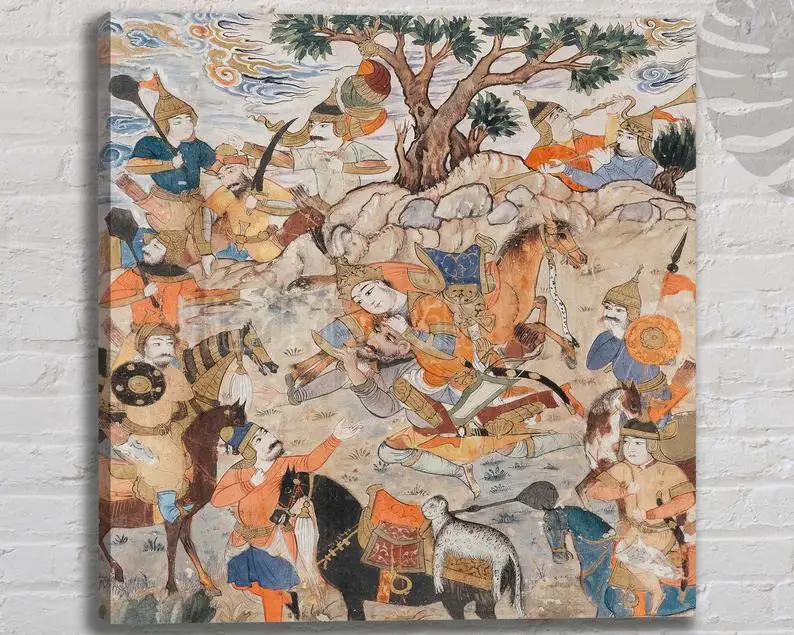 

Persian Literary History Isfandiyar Kills Bidarafsh Famous Artworks Canvas Giclee Prints Artist Painting Wall Art