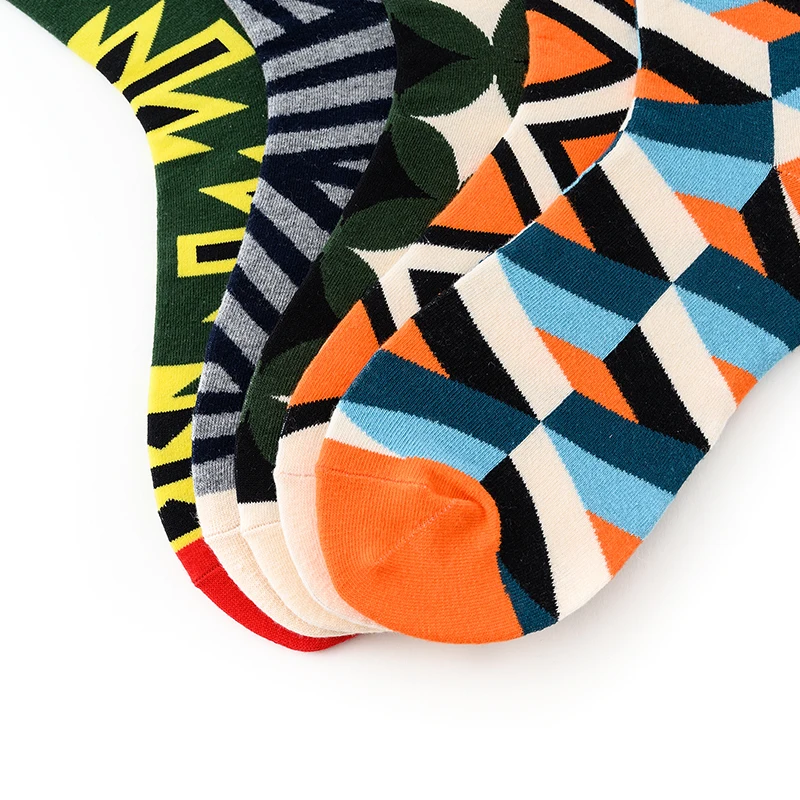 

1 Pair Men Socks Cotton Funny Crew Socks Cartoon Animal Women Unisex Fashion Street Striped Oil Printing Checks Novelty Gift