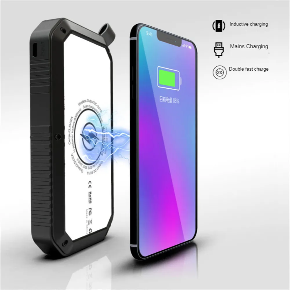 

Solar portable wireless power bank 10000 mA outdoor travel portable fast charger for Xiaomi Samsung iphone Huawei