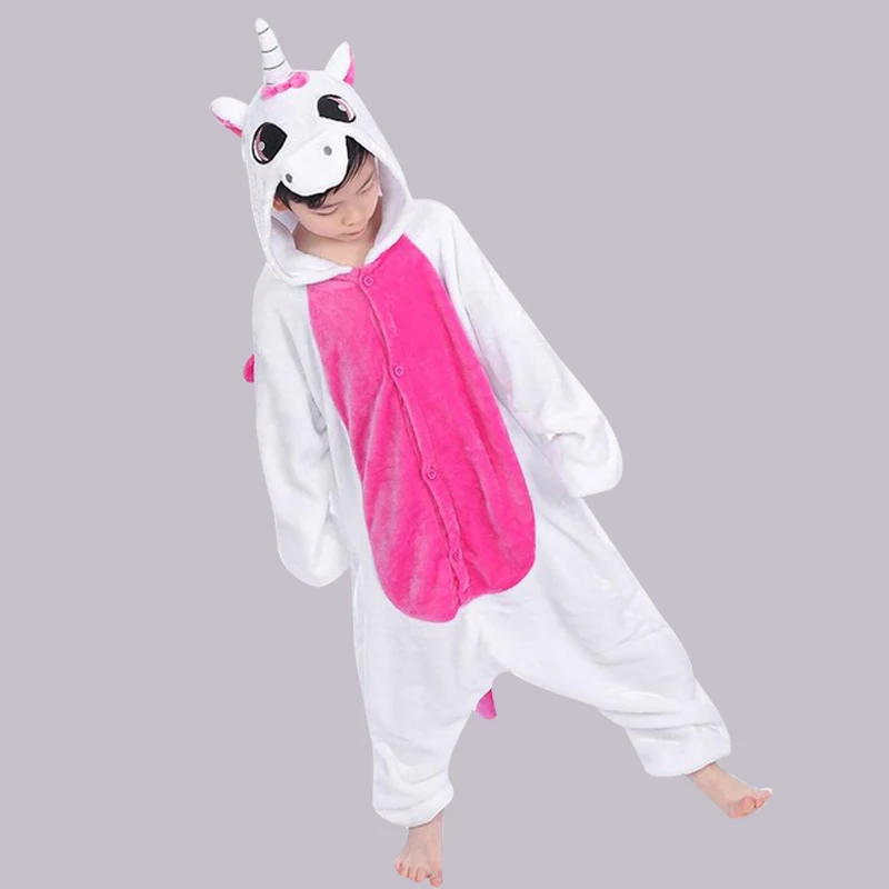 С капюшоном для мальчиков и девочек Пижамный комплект единорог с рисованным