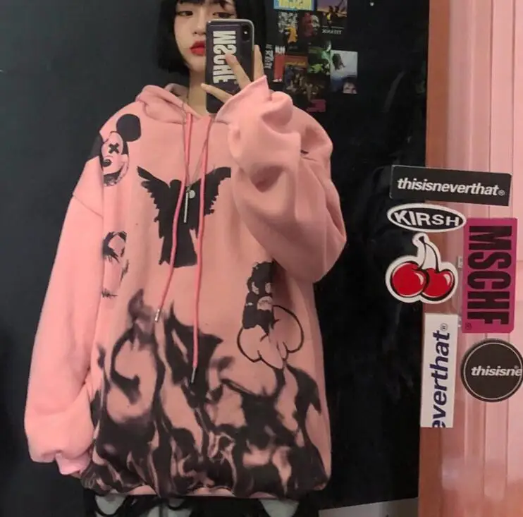 

Casual Japan Hip Hop Sweatshirts Women Fashion Punk Hoodies Jacket Femme Tops Spring Long Sleeve Oversize Sweatshirt Females