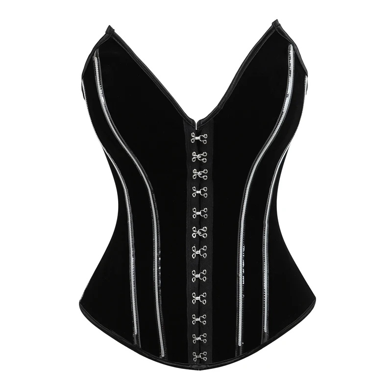 Black Overbust Corset Tops Sexy Women's 12 Steel Boned Gothic Style Corsets and Bustiers Femme Burlesque orselet Lingerie