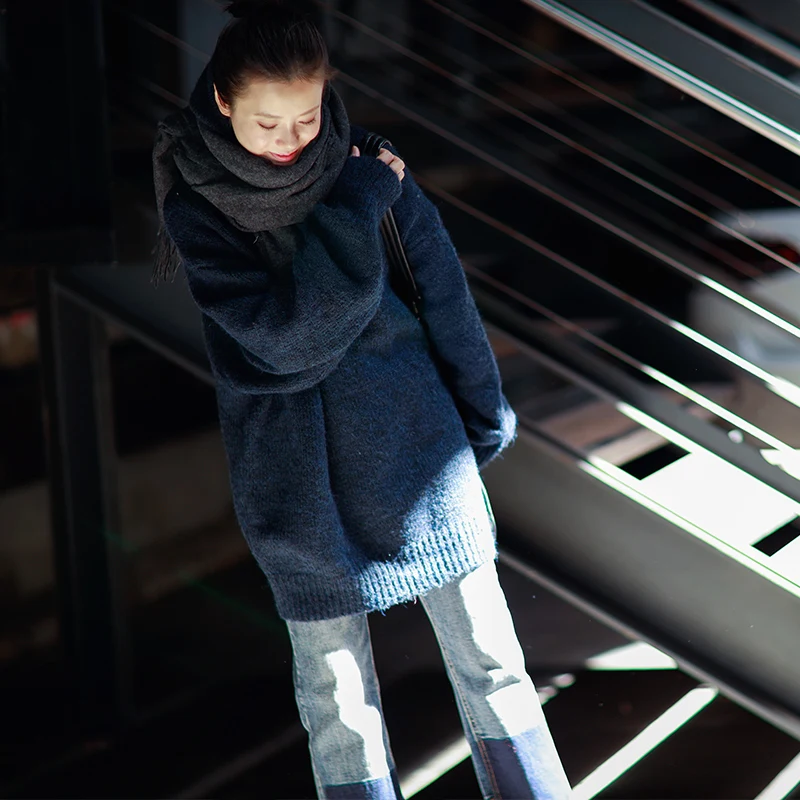 Женский утепленный пуловер с капюшоном MICOCO M9756 свободный для улицы литературы и