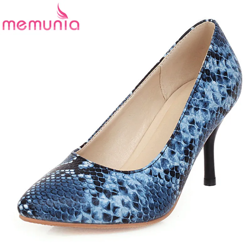 

MEMUNIA 2020 new fashion spring summer single shoes women pumps pointed toe snake slip on thin heel dress party shoes woman