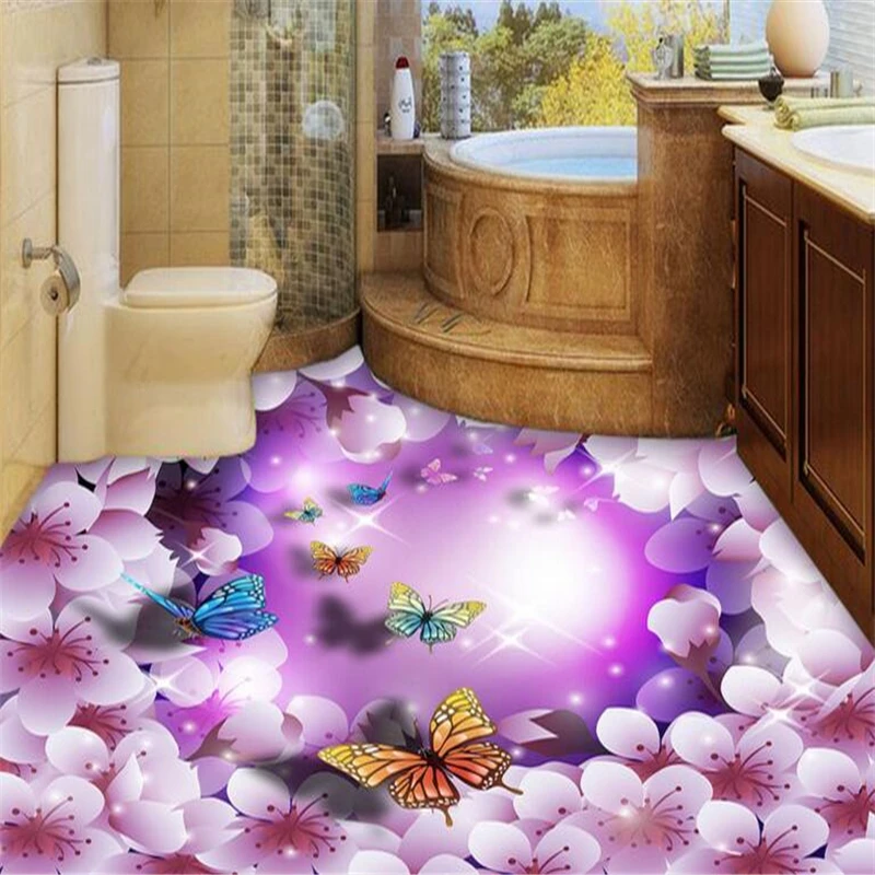 Пользовательские нетканые обои Фантастическая вишня бабочка Летающий моды 3D Пол