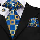 Синий желтый Шелковый Свадебный галстук в клетку для мужчин, Подарочный мужской галстук-бабочка ручной работы, модные дизайнерские деловые вечерние галстуки, Прямая поставка