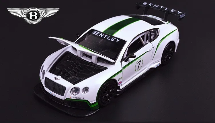 1:32 Bentley GT3 Супер гоночный сплав автомобиля моделирование литье под давлением звуковые огни модель автомобиля горячие колеса для детей