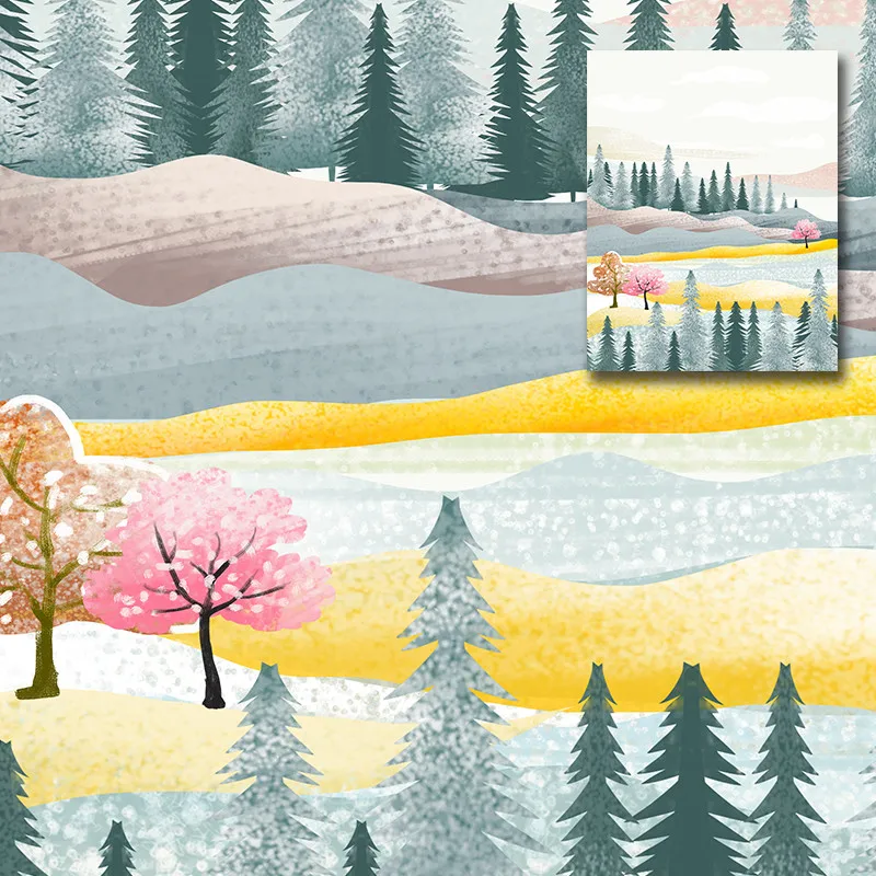 

Nordic Modern Minimalist Forest River Landscape Poster Canvas Painting Print Wall Art Picture For Living Room Home DecorUnframed