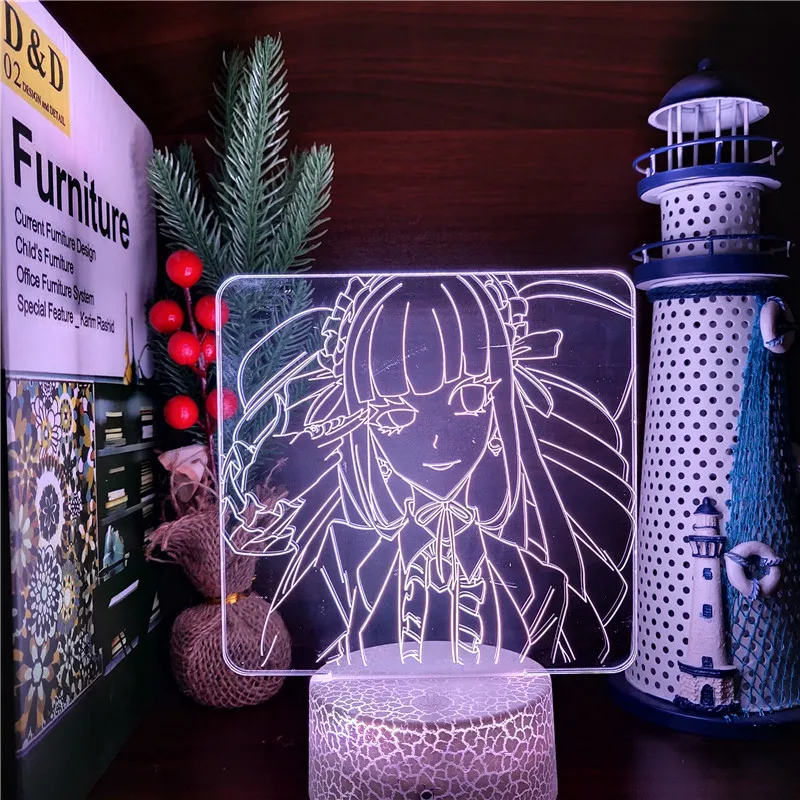 Danganronpa Celestia Ludenberg 3D Anime Night Light Led Touch Sensor Colorful Table Lamp Bedroom Decor RGB Lampara Kids Gift images - 6