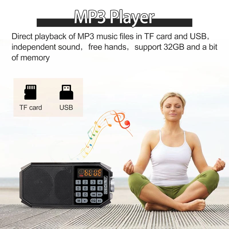 Retekess TR610 Bluetooth fm радио с разъемом для наушников поддерживает T flash (TF) карту чтения