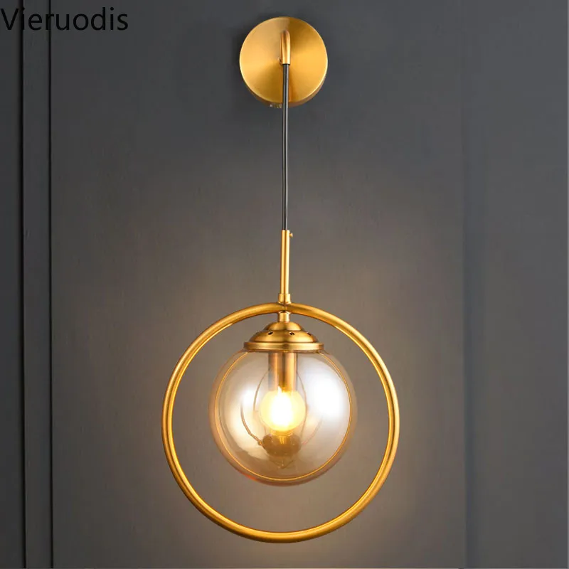 Настенный светодиодный светильник в скандинавском стиле со стеклянными