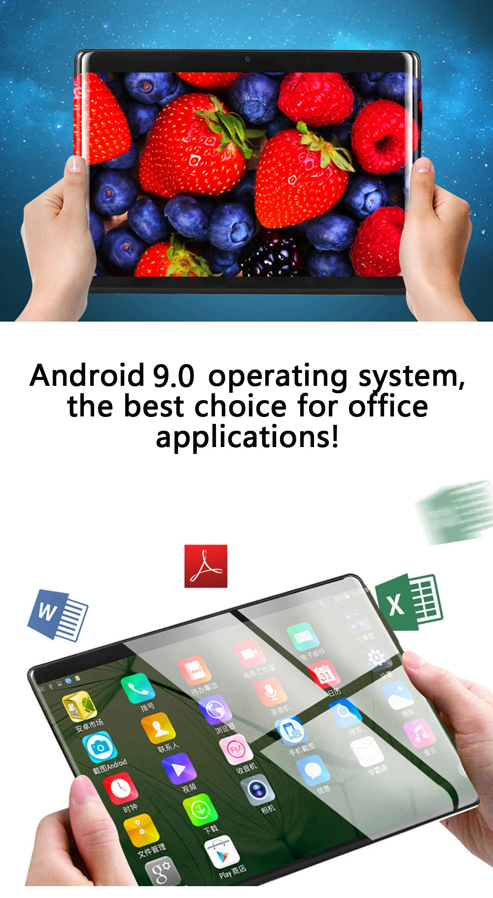 BDF 10 дюймов Android 9,0 планшетный ПК 4G LTE телефонный звонок 2.5D Закаленное стекло десять ядер 8 ГБ/128 Гб Две sim-карты Wi-Fi Bluetooth ПК планшет 10