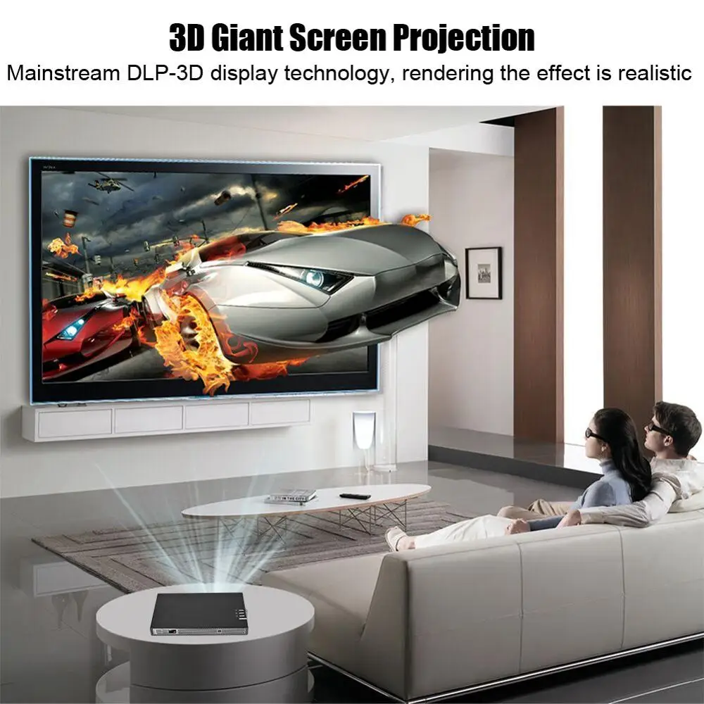 Умный проектор HD 1080P DLP портативный домашний мини HDMI совместимый с USB для