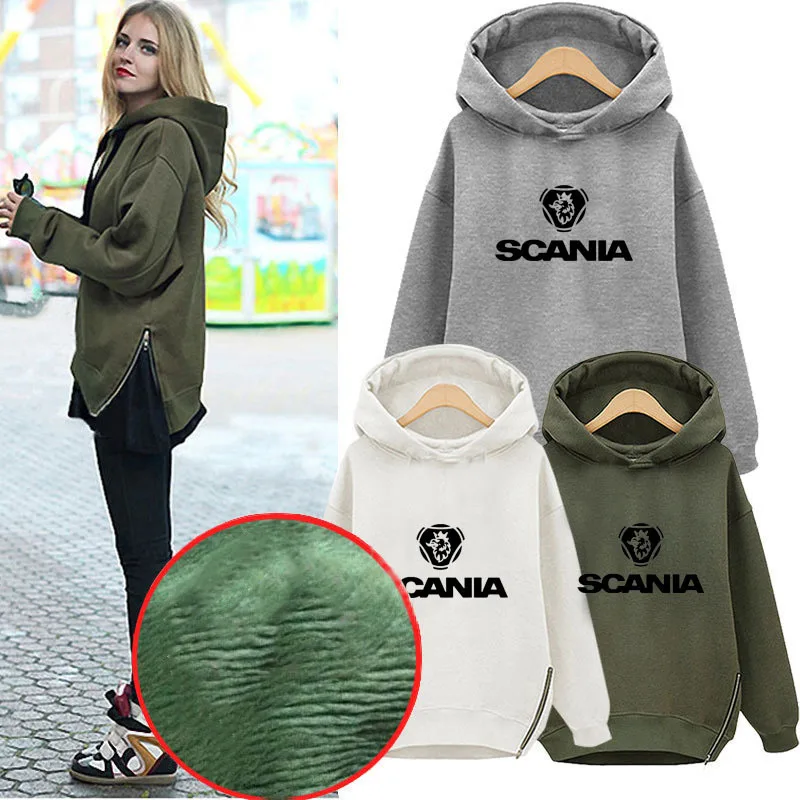 SAAB Scania осенне-зимний пуловер с длинными рукавами и принтом и капюшоном; плотные Свободные толстовки; Повседневная Толстовка С Карманами