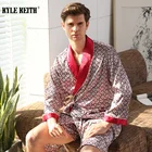 Пижама Мужская шелковая атласная из двух предметов, тонкое кимоно с длинным рукавом, роскошный халат, одежда для сна, лето