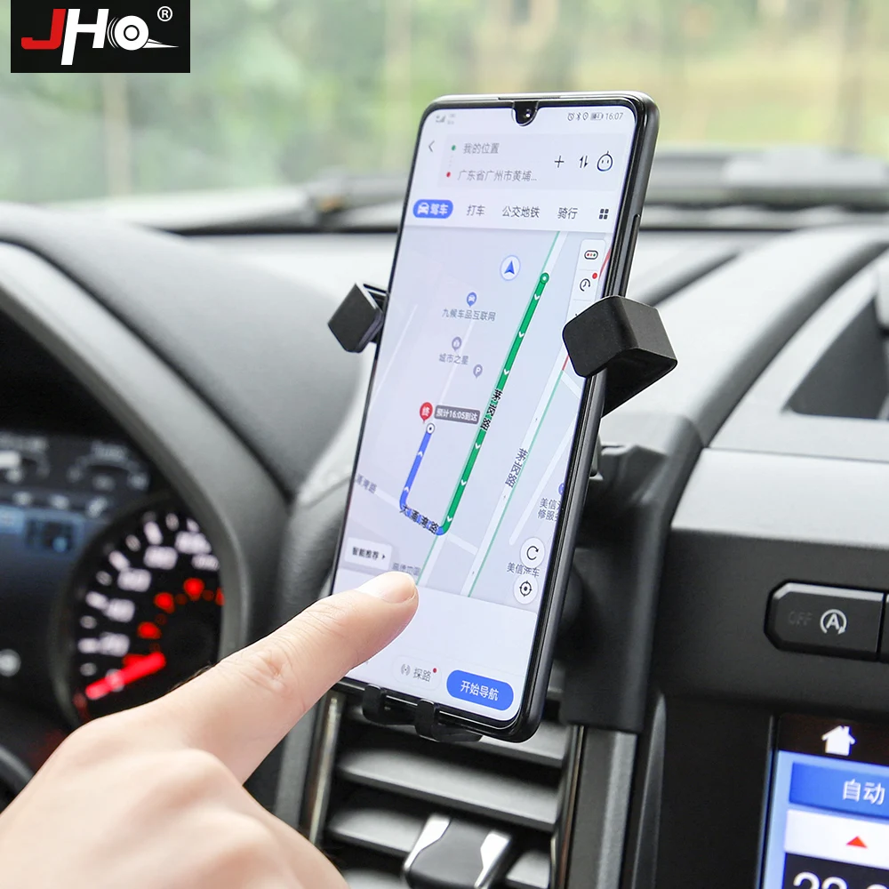 jho carbon grain detail gravity air vent mobile phone holder mount for ford f150 raptor 2015 2020 2019 2018 2017 car accessories free global shipping