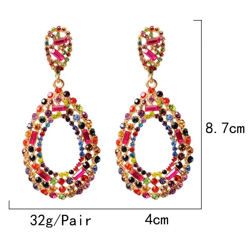 

Hot Sell Hanging Hollowed-Out Studded With Colorful Drop Earrings Fine Jewelry Accessories Fashion Pendientes Bijoux For Women