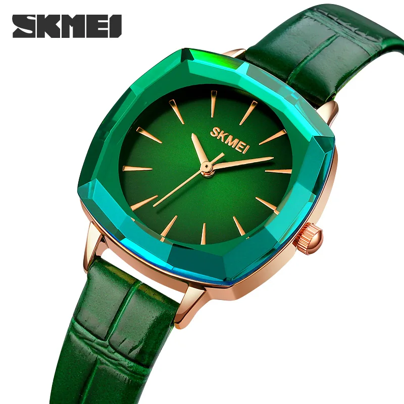 

Women's Top Brand Watch Luxury Fashion Green Quartz Watches Ladies Dress Simple Design House Leather Wristwatch Best For Gift