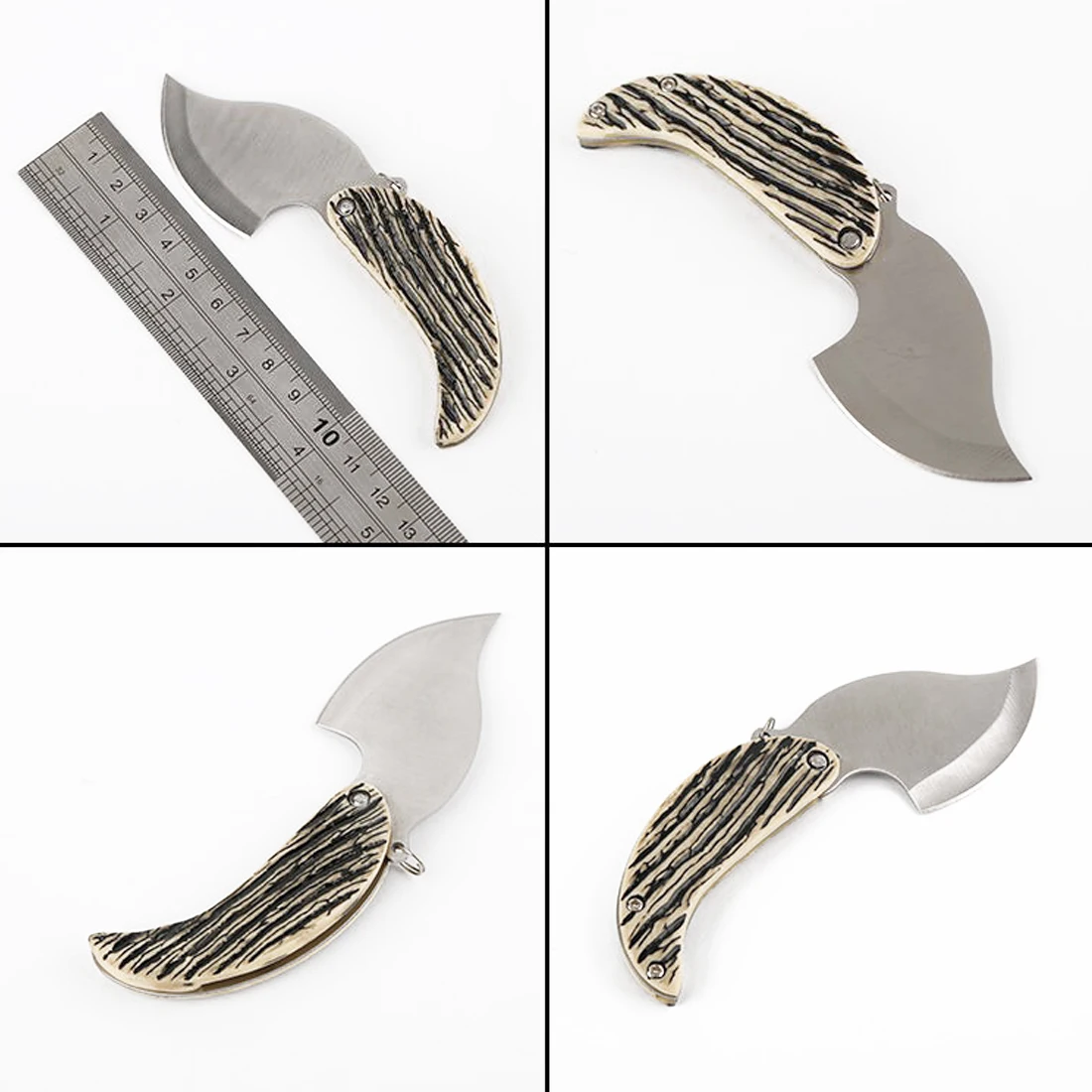 

Stainless Steel Keychain Mini Folding Leaf Knife Outdoor Camp Survival Tool Portable Hiking Pocket Tool Self-defense Tactical