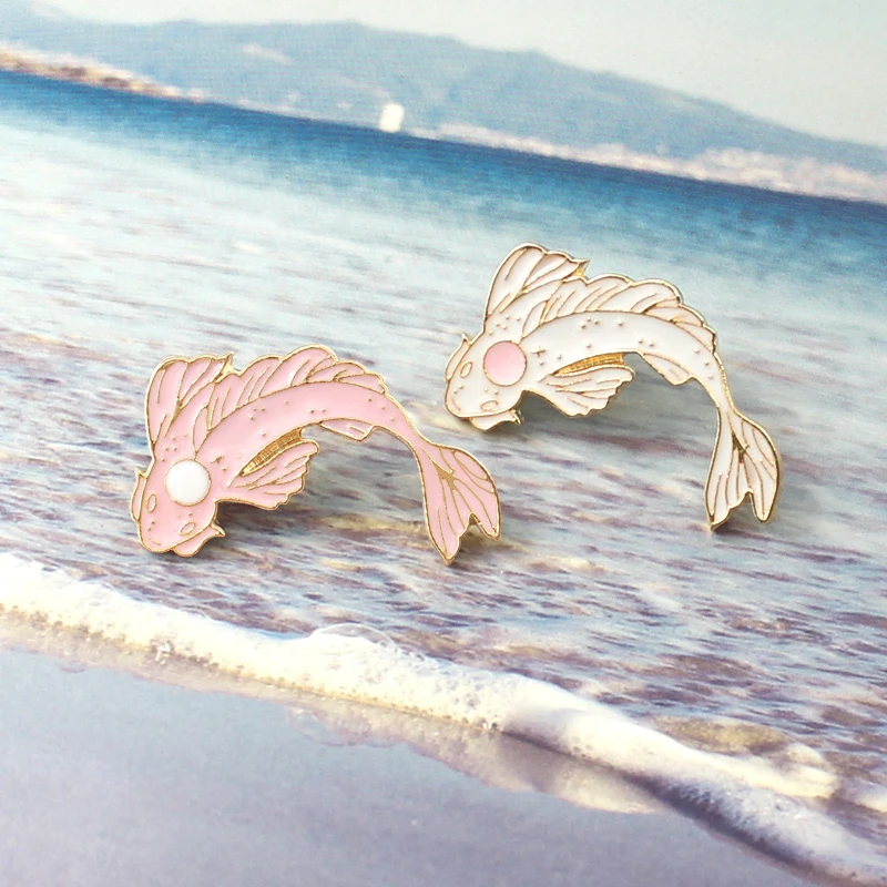 Морская серия брошь на удачу милая розовая кои треска одежда значок модные