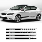 2 шт., наклейки на автомобильные двери и боковые юбки, для Seat Leon FR TGI ST SC TSI Cupra, Длинные полосы для кузова автомобиля, виниловая пленка, наклейка, автомобильные аксессуары