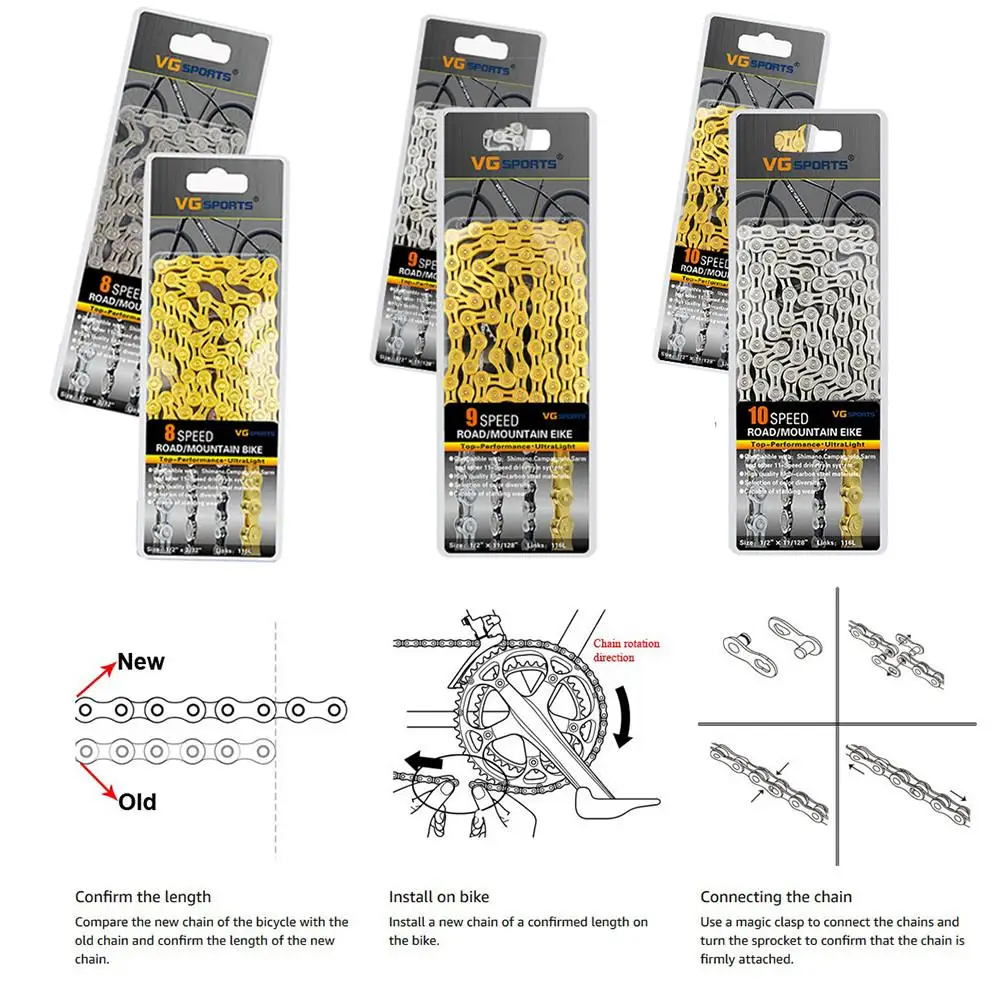 

Mountain Bike Chain 8/9/10 Speed High Alloy Steel Decent Durability Lightweight Good Looking Bicycle Chain Cycling Equipment