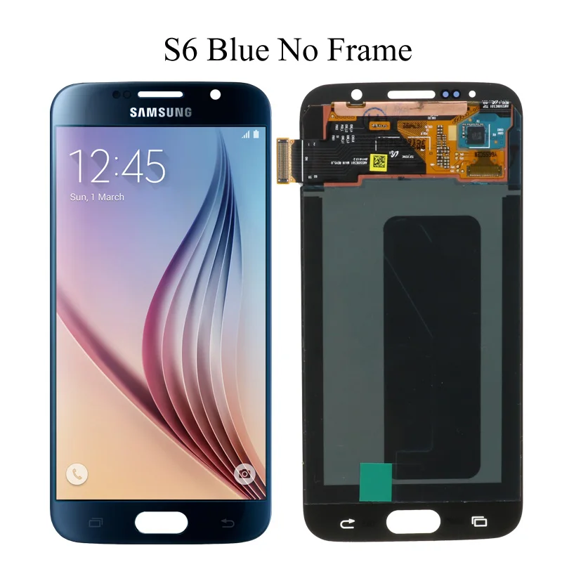 5,1 ''Супер AMOLED замена lcd S6 для SAMSUNG GALAXY S6 G920 SM-G920F G920F G920FD кодирующий преобразователь сенсорного экрана в сборе - Цвет: Blue No Frame