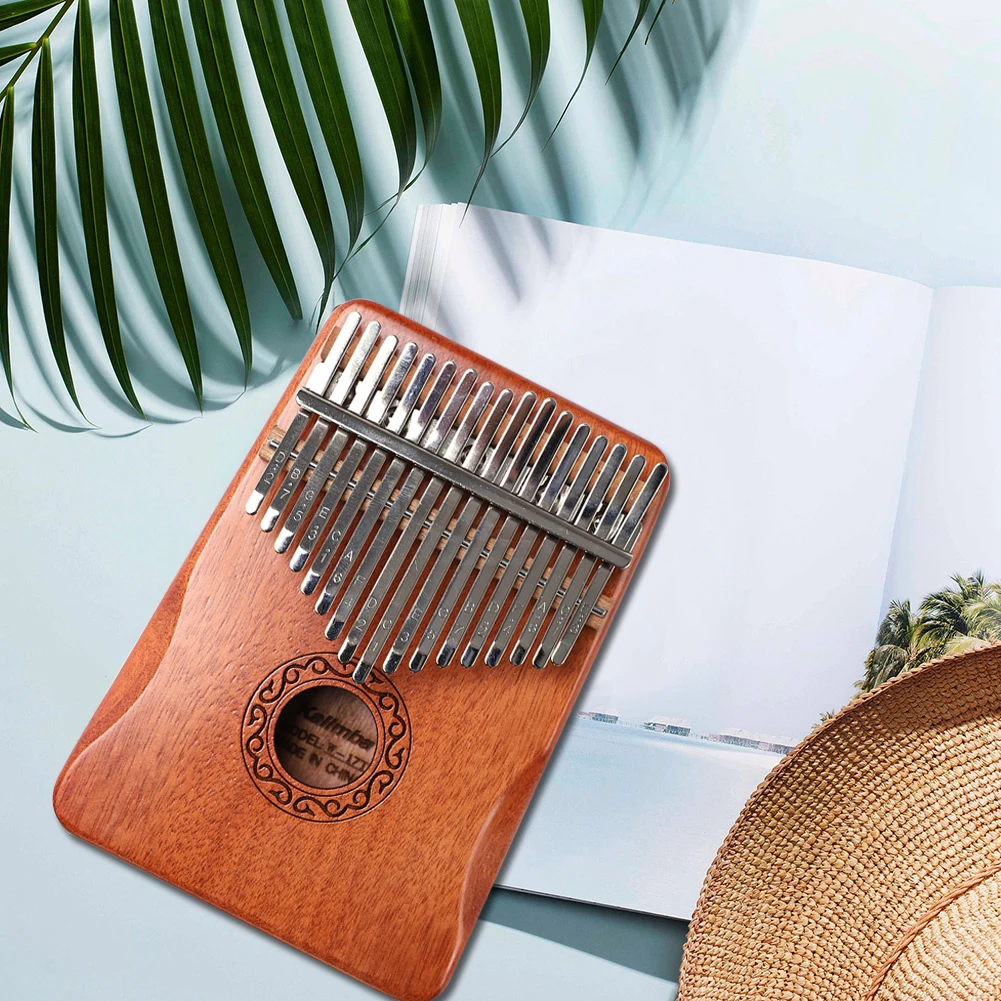 

Wood Thumb Finger Piano with Tuning Hammer Finger Guard Mahogany 17 Keys Kalimba for Music Lovers Playing Accessories