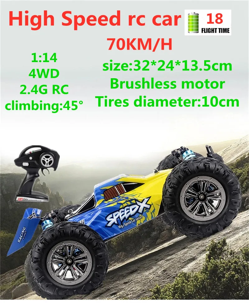 

RC Car 1:14 4WD Remote Control Car 70KM/H High Speed Truck Off-Road Vehicle Adults Toys Drift Truck