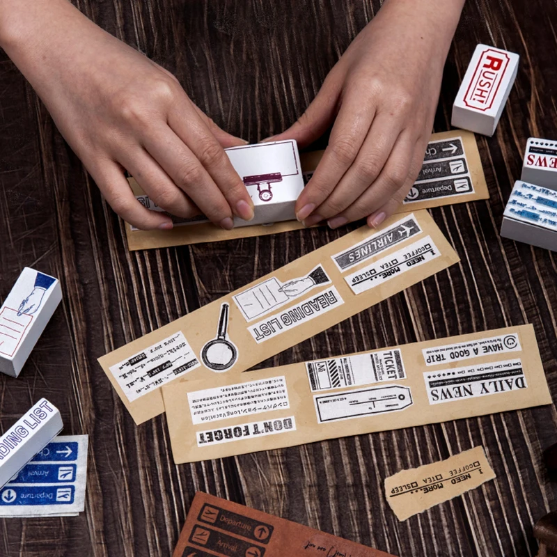 Винтажные дорожные серии метки для оформления билета Штампы деревянные и