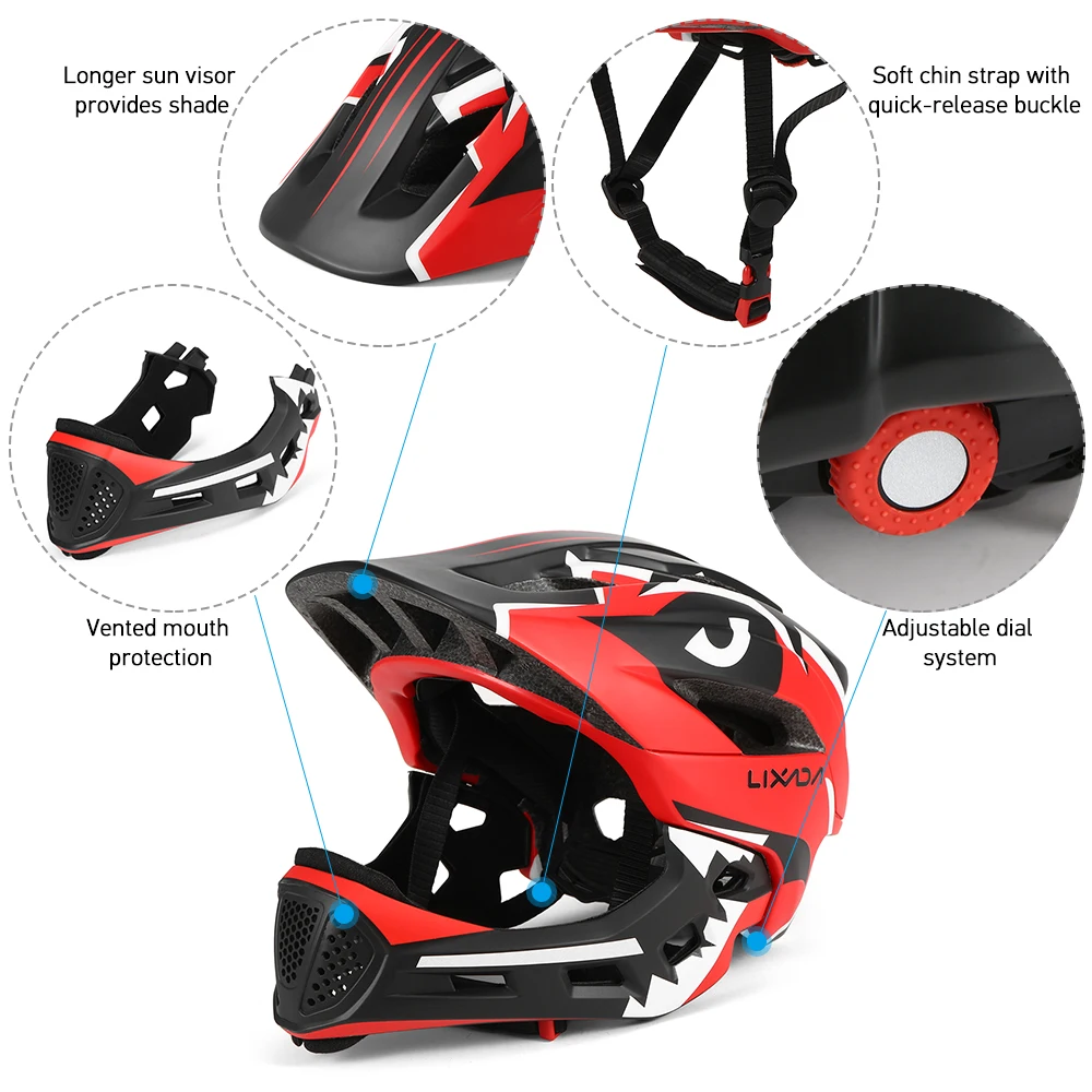 Lixada Kids Detachable Full Face Bike helmet Children's Sports Child Cycling mtb Motorcycle Skateboarding Roller Skating Helmet | Спорт и