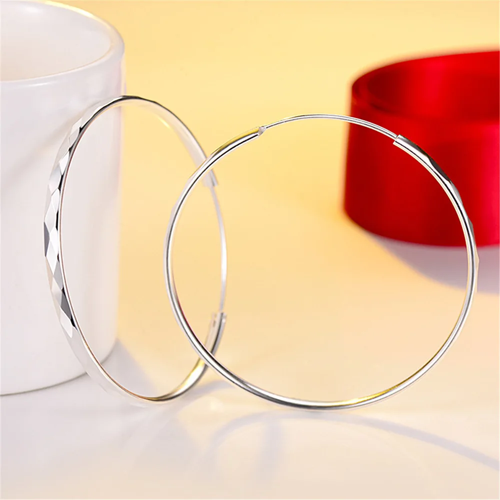 Новые трендовые большие круглые серьги-кольца с серебряным покрытием для женщин