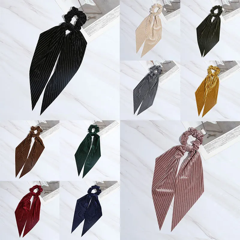 Бархатный женский хвостик волос шарф резинки для вельветовые Scrunchies длинные