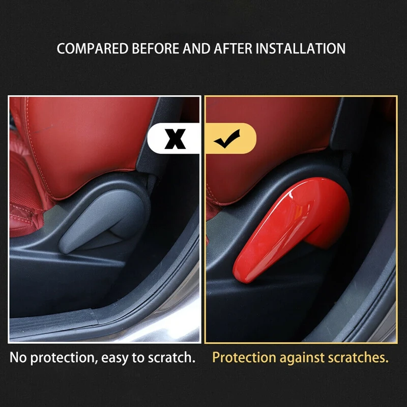 

Red Abs Adjust Seat Handle Button Cover Trim 2Pcs for Dodge Challenger 2010-2019