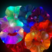 2021 led luminous scrunchies hairband ponytail holder headwear elastic hair band gift solid color hair accessories