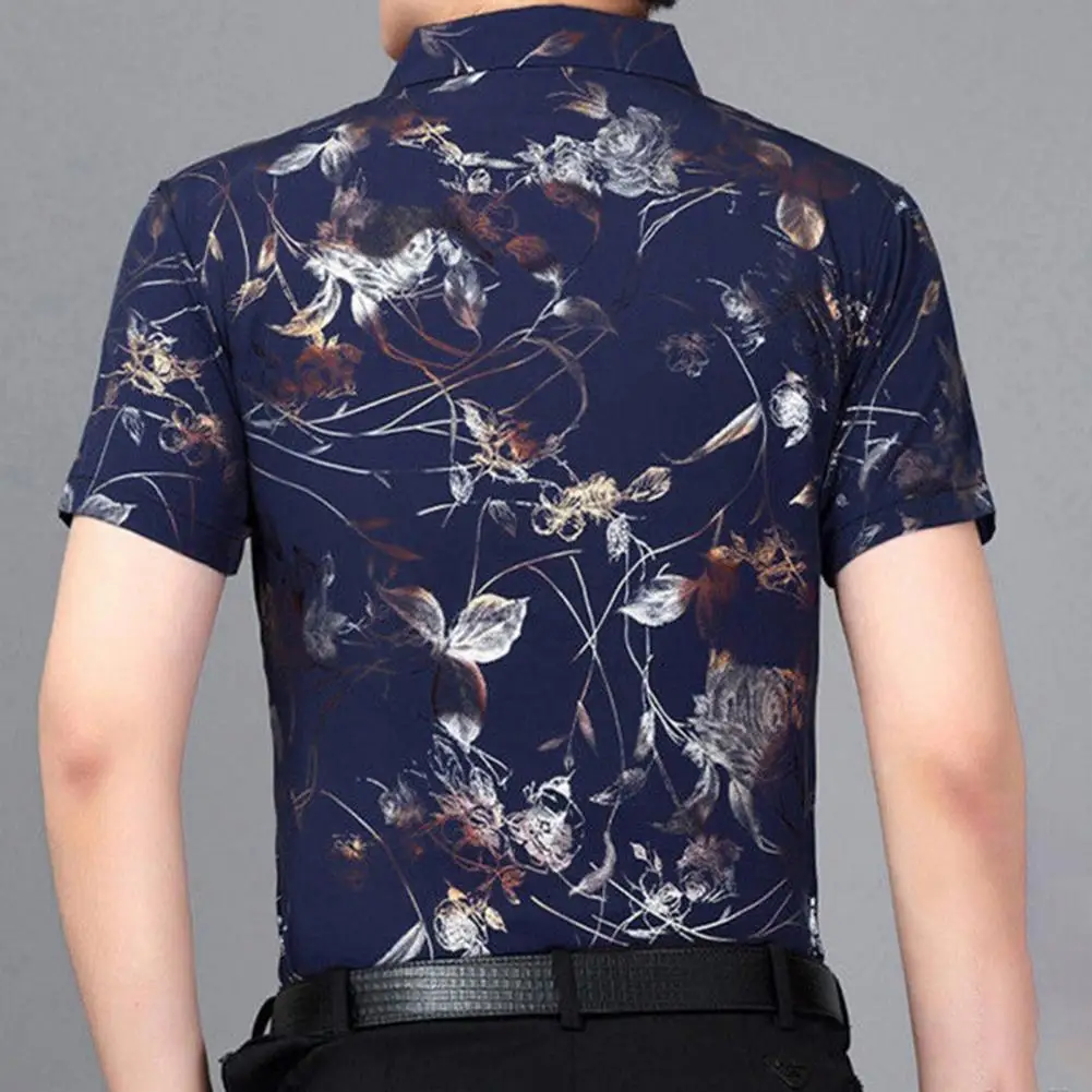

Luxury Dress Shirt Camisa Masculina High Quality Flower Print Men Shirts Short Sleeve Slim Floral Shirts Social Party Spring