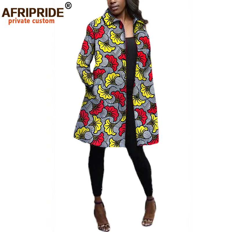Осеннее Африканское Женское пальто AFRIPRIDE с длинными рукавами длинное