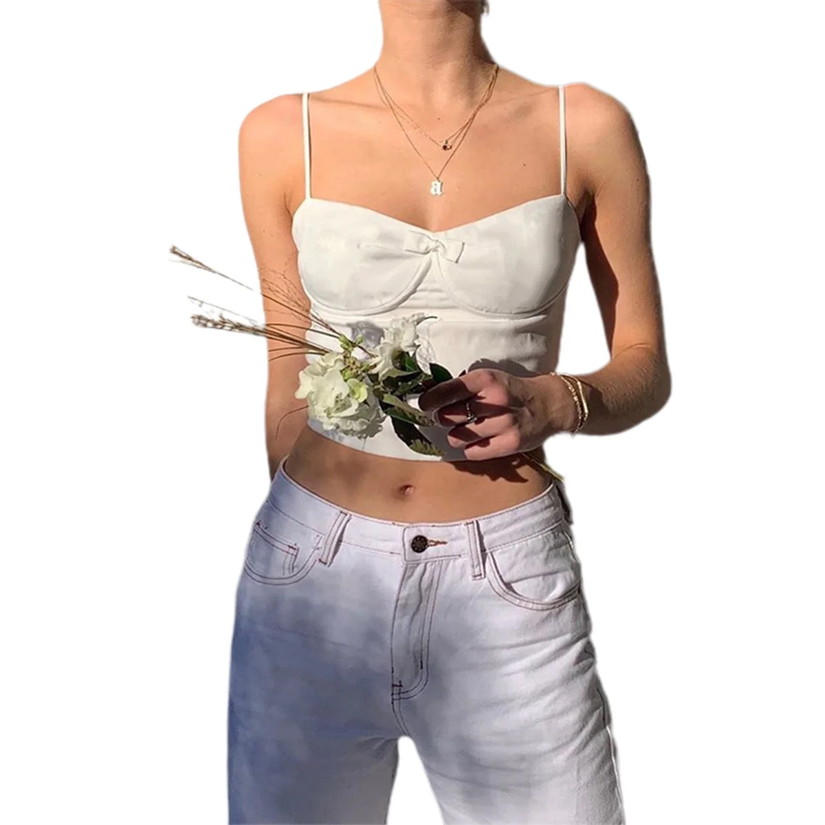 Женская сексуальная майка без рукавов с бантом регулируемый плечевой ремень