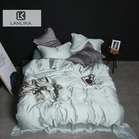 lanlika luxury 100 silk mint green bedding set beauty skin queen king duvet cover bed sheet fitted sheet pillowcase bed sets