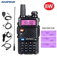 baofeng uv 5r 8w powerful walkie talkie cb radio station dual band uhf vhf ham radio transceiver amateur transmitter for hunting